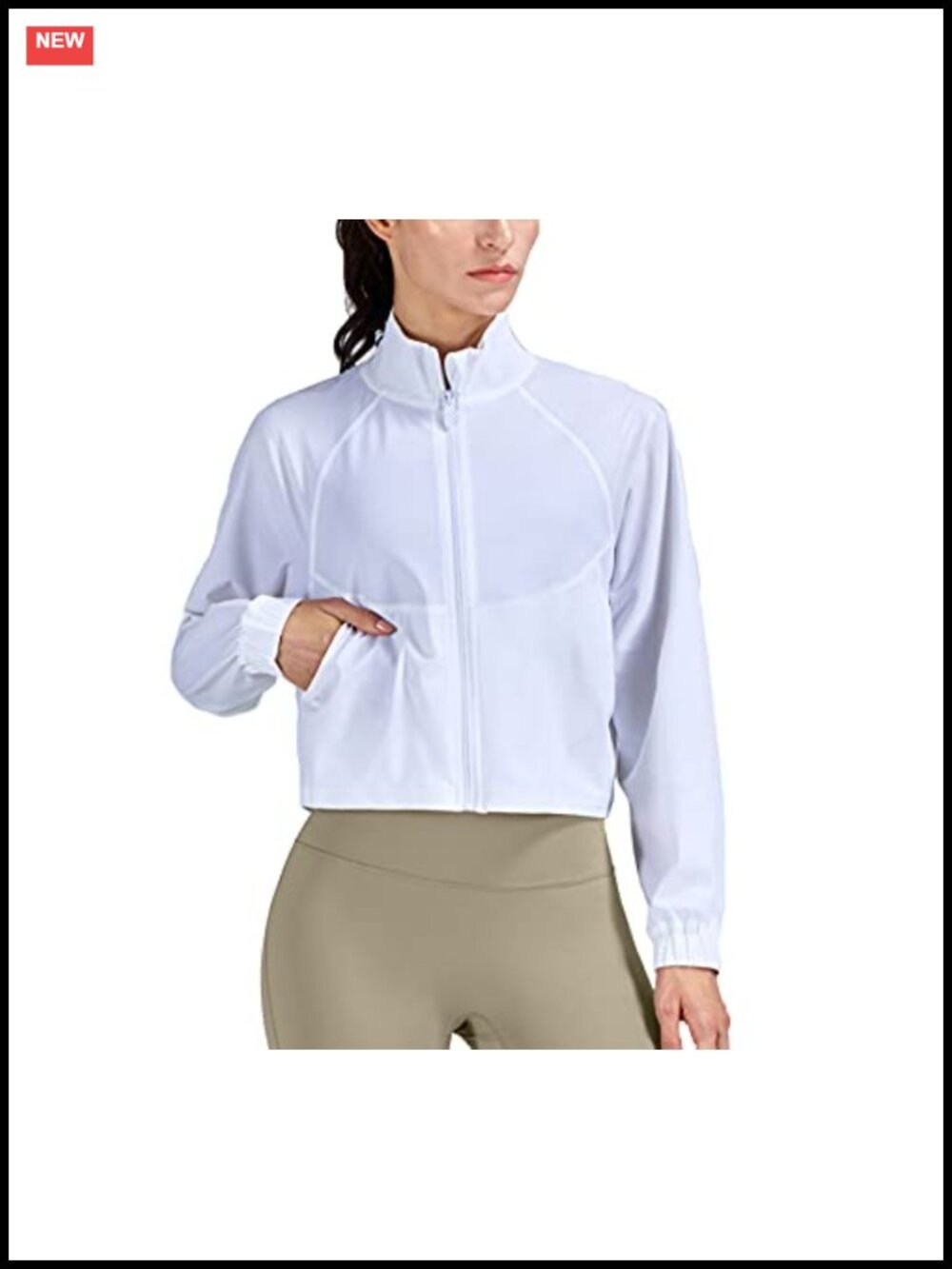 Women's UPF 50+ Athletic Zip Up Cropped Track Jacket Quick-Drying Nylon